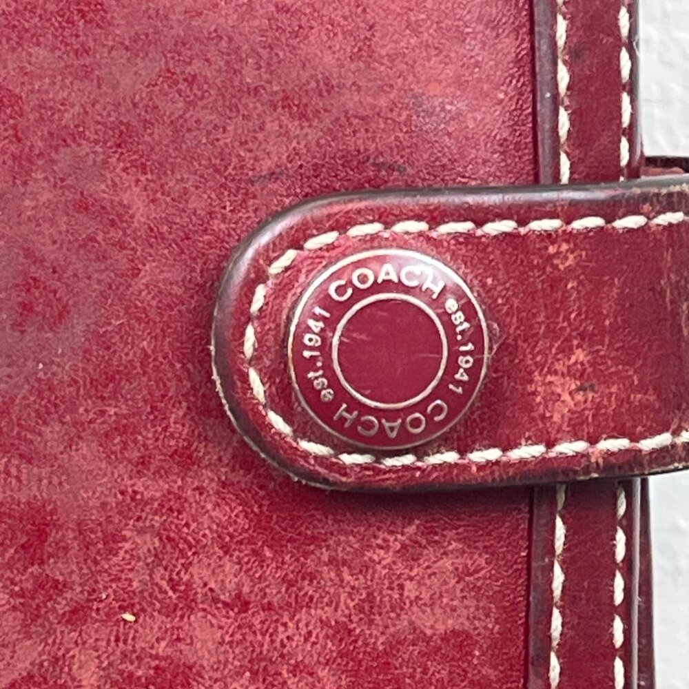 Vintage Coach Red Leather Address Book Cover With Pen Snap Closure Size S - Picture 3 of 9